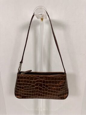 Kenneth Cole Reaction Brown Croc-Embossed Shoulder Bag